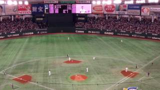 WBC　日本 vs キューバ　5回表　サントス  153キロのストレートを打つもセカンドゴロ 1アウト