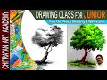 || How To Draw A Tree || Draw Tree Easy Step By Step On Pencil Shading & Watercolor For Beginners ||