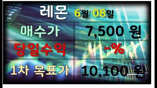 레몬 차트분석  6월 8일 상승초입 포착