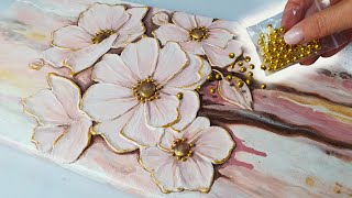 BEYOND Acrylic Pouring with 3D Flowers + Exciting Embellishments | AB Creative Tutorial