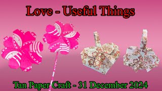 Tutorial ke 148 - Origami Love Useful Things fan and basket paper craft