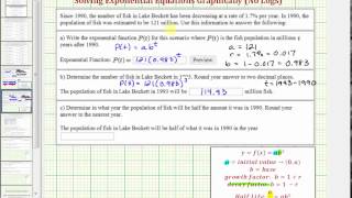 Ex: Determine the Half-Life of a Fish Population Graphically (TI84)