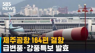 제주공항 항공편 164편 결항…급변풍 · 강풍특보 발효 / SBS