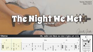 The Night We Met - Lord Huron | Fingerstyle Guitar | TAB + Chords + Lyrics