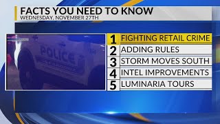 KRQE Newsfeed: Retail crime, Adding rules, Storm moving south, Intel improvements, Luminaria tour