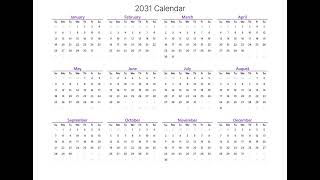 2031 Calendar Printable | Free PDF Download (US) | Landscape & Portrait #2031calendar #newyear