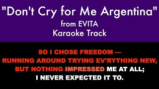 "Don't Cry for Me Argentina" from Evita - Karaoke Track with Lyrics on Screen