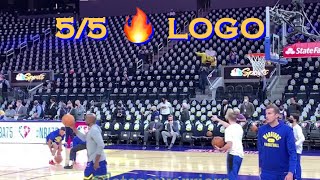 📺 Stephen Curry goes 5-for-5 from the logo (very very rare!) at Warriors pregame before LA Clippers