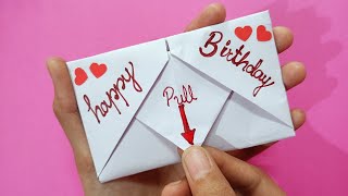 DIY-Surprise Message Card | Birthday Greeting Card For Brother Father Pull Tab Origami Envelope Card