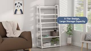 Tribesigns 5-Tier Ladder Shelf, 5 Shelf Modern Bookshelf and Bookcase Freestanding Leaning Shelf