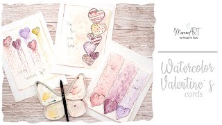 Watercolor Valentine`s day cards - easy for beginners