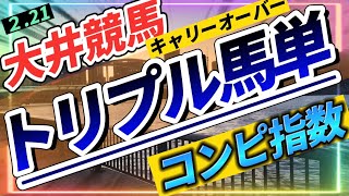 2月21日大井競馬🏇トリプル馬単【キャリーオーバー】コンピ上位組信頼レースあり‼️狙いやすいトリ単レース⁉️はと座特別、フェブラリー賞、オープス中郷賞