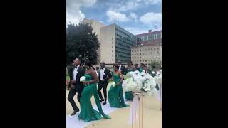 Beautiful groomsmen and bridesmaids entrance