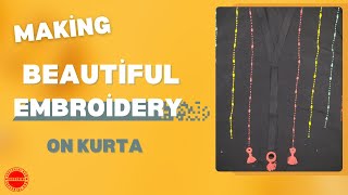 making beautiful embroidery on kurta  Handmade Embroidery Lessons for voman . #embroidery