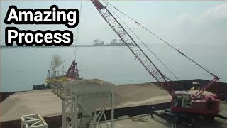 Amazing Process of Unloading Limestone in the Sea By Crane