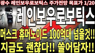 [레인보우로보틱스 주가전망] 머스크 휴머노이드 100억 대 넘을 것!!! 지금도 괜찮다!! 쓸어 담자!! feat. 주도주연구소DS 광수 목표가