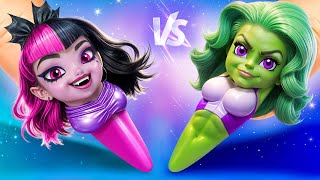 She-Hulk vs Draculaura / Fake Superheroes vs Real Superheroes!