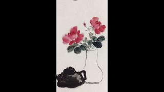 中国水墨画：插一枝花，泡一壶茶  #Shorts  国画   手绘