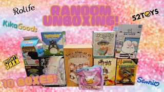 Random Mysterybox Unboxing! 10 blindboxes! KIKAGOODS, 52TOYS,ROLIFE, SANRIO, MIGHTYJAXX! @kikagoods