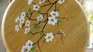 White flowers painting/acrylic painting/diy ideas/wall decor/best out of waste
