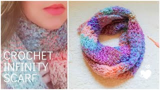 CROCHET EASY INFINITY SCARF | Crochet Chunky Infinity Scarf for Beginners & Free Written Pattern