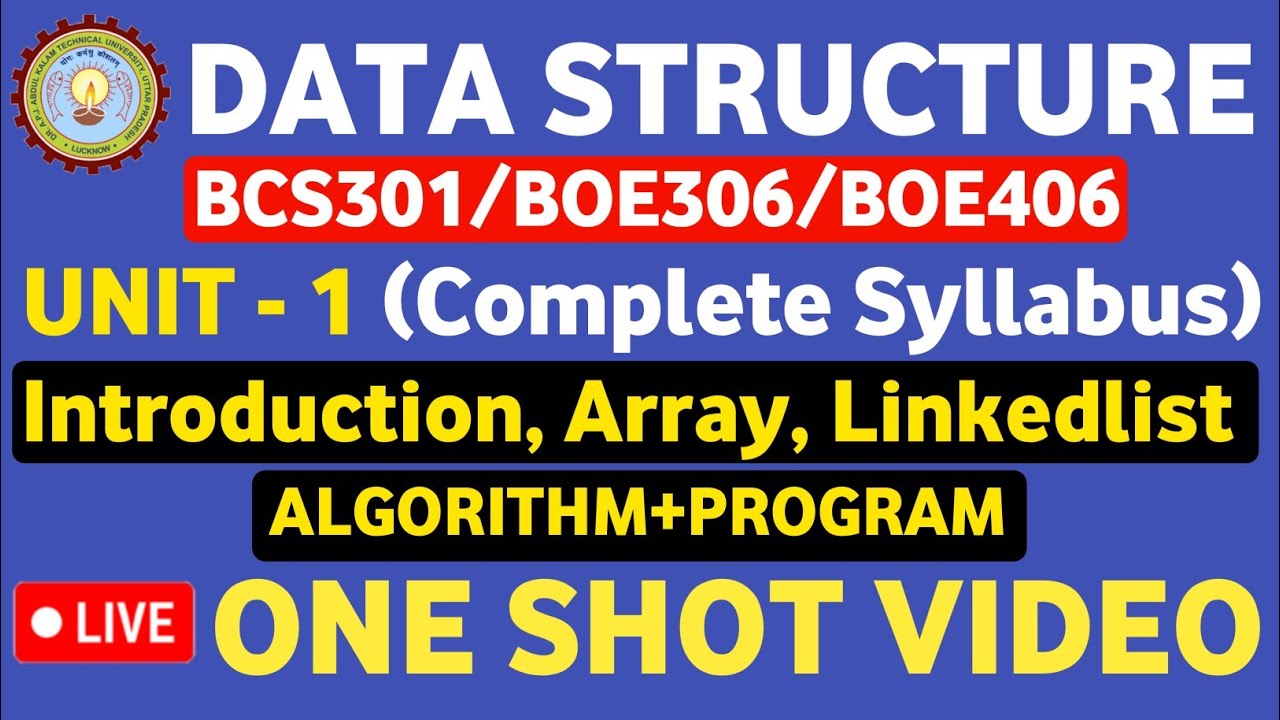 рџ ґdata Structure Unit 1 One Shot Bcs301 Introduction Array