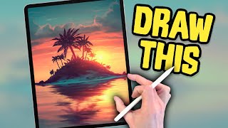 DRAW AN ISLAND SUNSET  - Procreate tutorial made easy