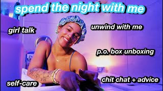 spend a night with me! girl talk, self-care, p.o. box unboxing | Azlia Williams