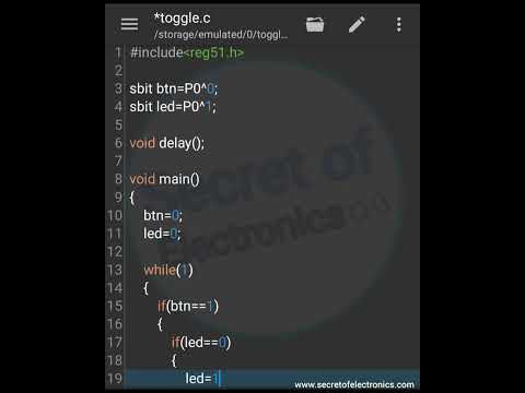 Built-in C program for 8051 toggle switch