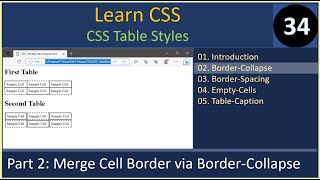 Table Style | Part 2 - Border Collapse CSS Property | CSS Tutorial #34