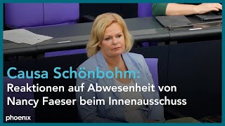 Reaktionen auf Abwesenheit von Innenministerin Faeser beim Innenausschuss am 07.09.23