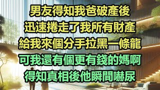 《完結文》男友得知我爸破產後，迅速捲走了我所有財產，給我來個分手拉黑一條龍，可我還有個更有錢的媽啊，得知真相後他瞬間嚇尿《完結爽文》