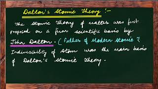 ATOMIC STRUCTURE : Lecture 1 : DALTON'S ATOMIC THEORY