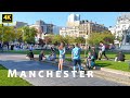 Walking in city centre on UEFA Champions League match day of Manchester City vs Inter Milan