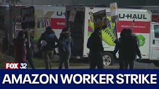 Amazon workers go on strike in Skokie during holiday rush