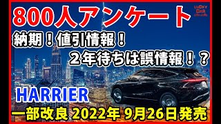 一部改良Harrierの納期｜値引｜最新情報！！2022年9月26日発売直前！アンケート調査800人に回答して頂きました