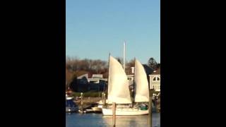 Freedom 33 Ketch Sails up Milford Harbor