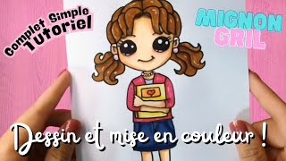 💛 TUTORIEL FACILE : Dessiner et colorier une jolie fille kawaii - CUTE DOLL - ÉTAPE PAR ÉTAPE