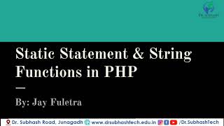 #DWPD #PHP: Static Statement & String Functions in PHP | Lecture 11 | in Gujarati | By Jay Fuletra