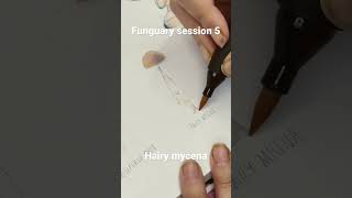 #Funguary Session 5 - Hairy Mycena #illustration #drawing #drawingprocess #arttrend