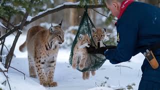 Lynx kittens in peril, fisherman's courageous rescue mission