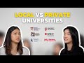 How Different are Local and Private Universities? - NTU, SIT, SMU, UOL, RMIT, MU, SIM, KAPLAN