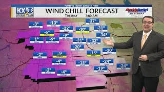 Hazardous wind chills are expected at the start of the week.