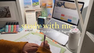 2.5 HOUR STUDY WITH ME at night | Pomodoro session, K-pop music, studying for Korean TOPIK