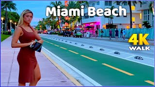 【4K】𝐖𝐀𝐋𝐊 ➜ MIAMI ☘️ Beach 🇺🇸 USA 🇺🇸  4K video 𝐇𝐃𝐑 ! Ocean Drive