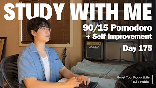 9h Study with Me 📚| Pomodoro 90/15 + Self Improvement Breaks