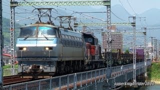 JR貨物 EF66 123号機+DD51 1147号機(ムド)+チキ6B+コキ3B 臨時貨物列車8867レ 大竹→和木 2013.7