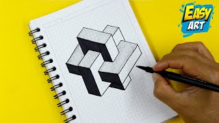 🟡🔴 3D DRAWING Easy - How to Draw 3D GEOMETRIC  figures - Easy way to Draw 3D - Easy Art