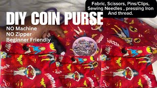 DIY coin purse tutorial, beginner friendly with no sewing machine or zipper #diycraft #sewing