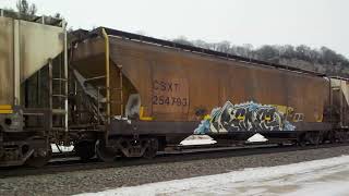 CSXT 3160 (extra horns) w/fertilizer return \u0026 3 Chessie System hoppers 2/5/22